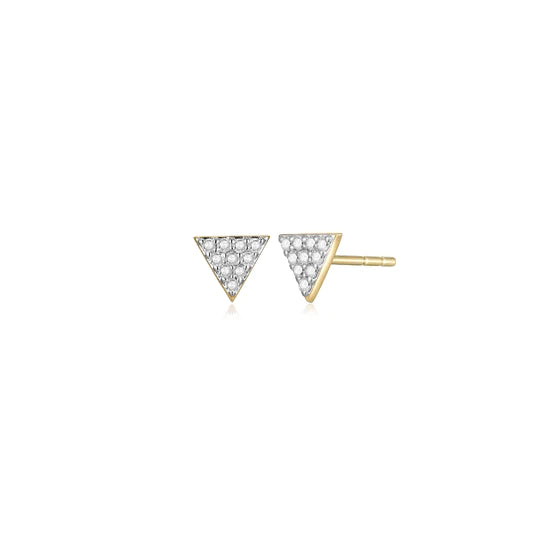 Gold and Diamond Triangle Studs