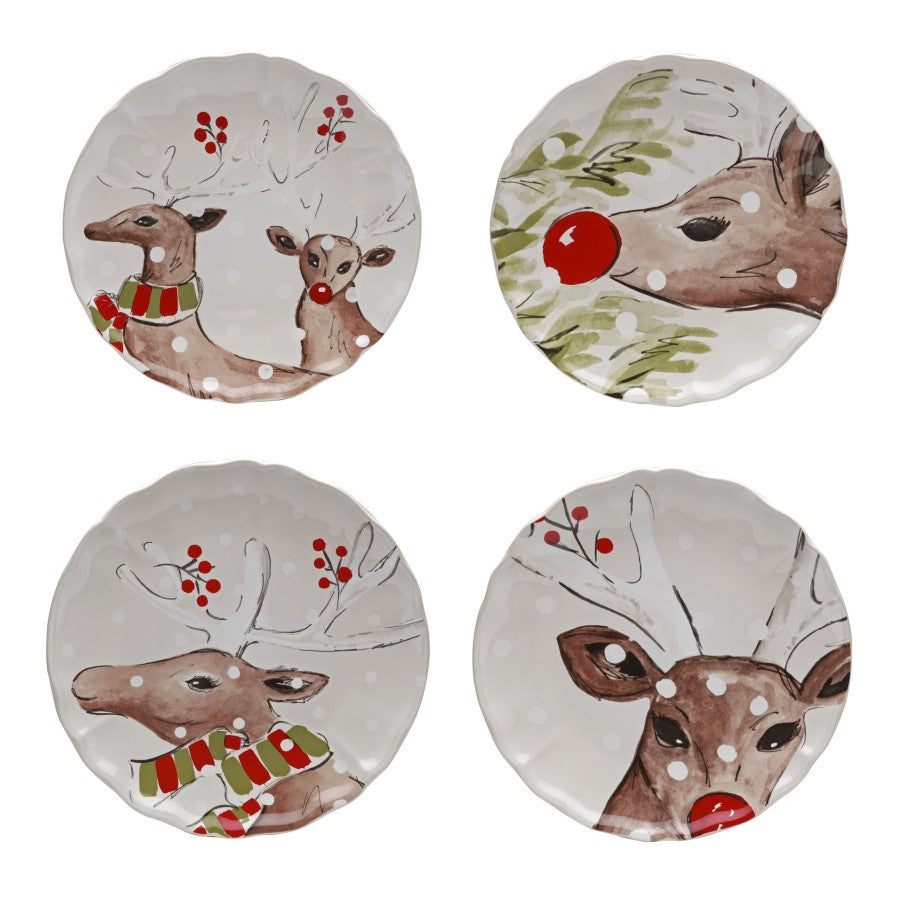 Set 4 Salad Plates Deer Friends by Casafina