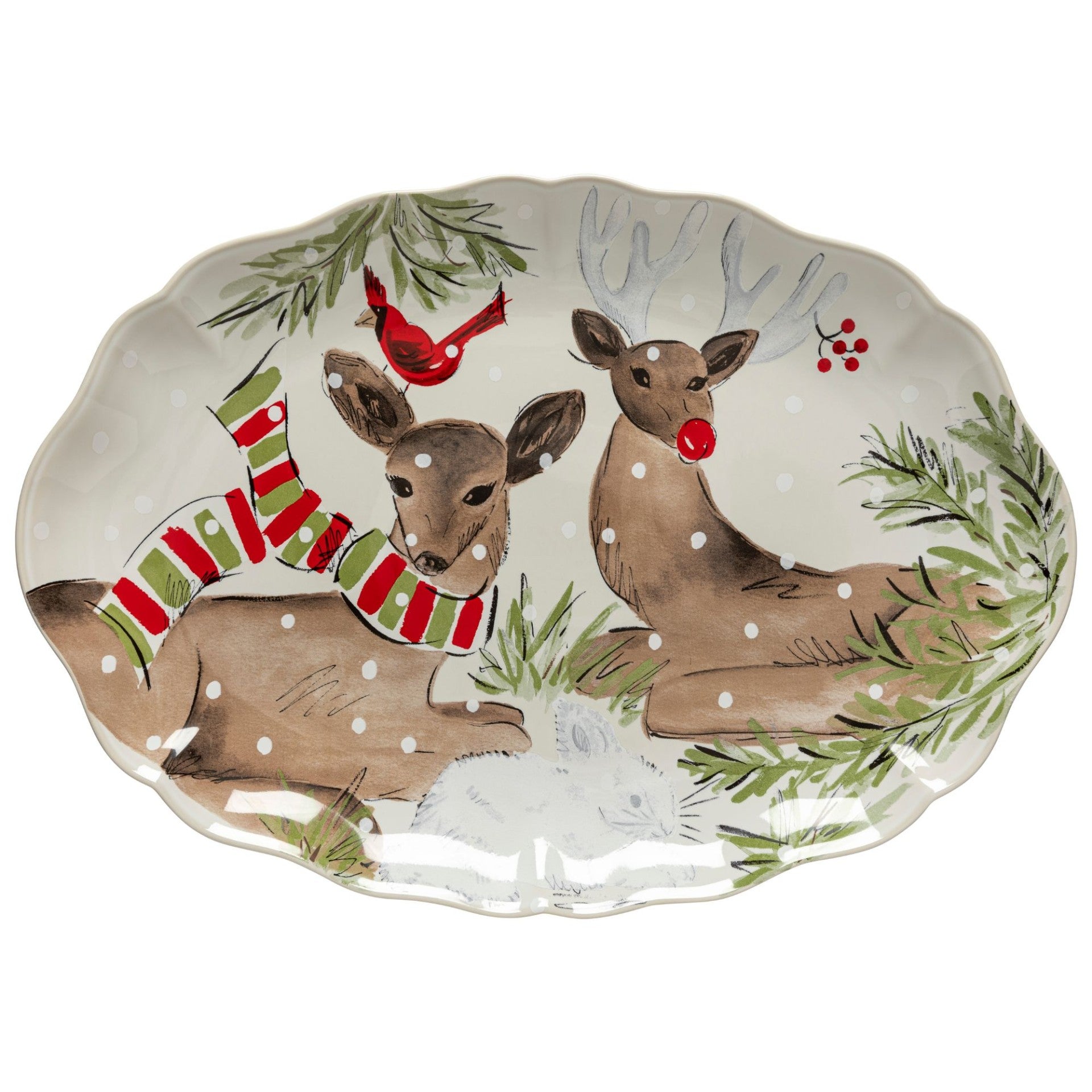 Large Oval Platter 50 Deer Friends