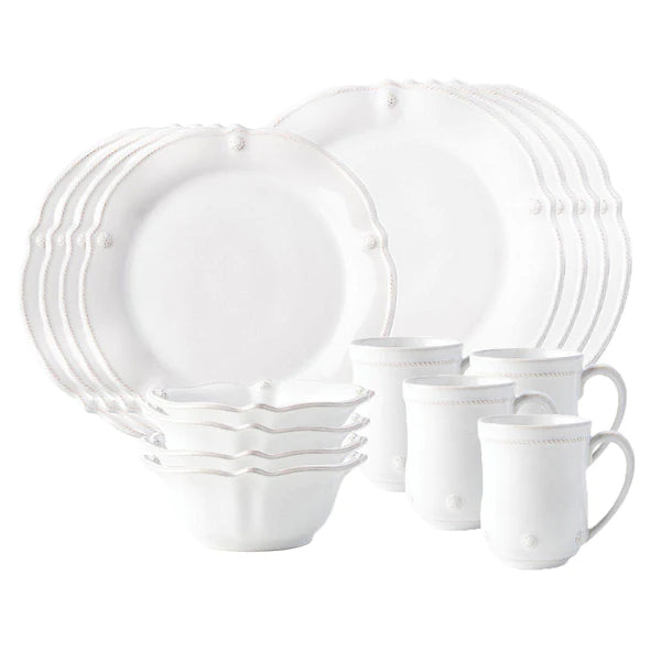 Berry & Thread Flared 16pc Place Setting - Whitewash