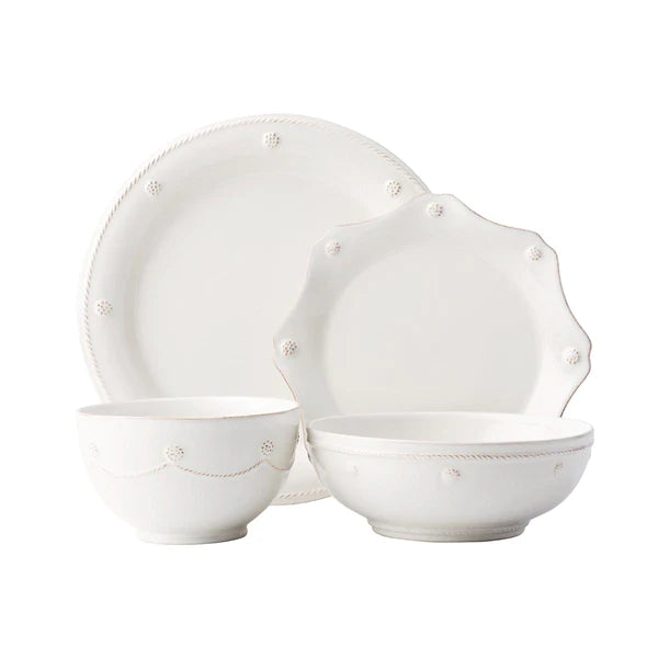 Berry & Thread 4pc Place Setting with 2 Bowls - Whitewash