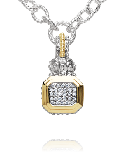 Vahan Square Drop Diamond Two Tone Pendant