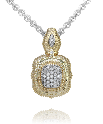 Vahan Rectangular Gold and Diamond Pendant