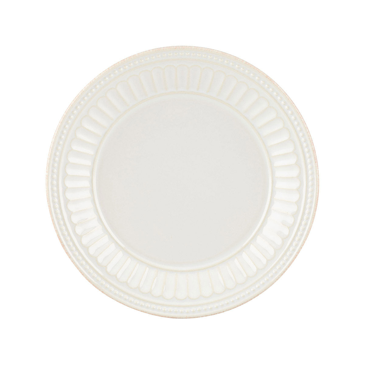 French Perle Groove White Dessert Plate