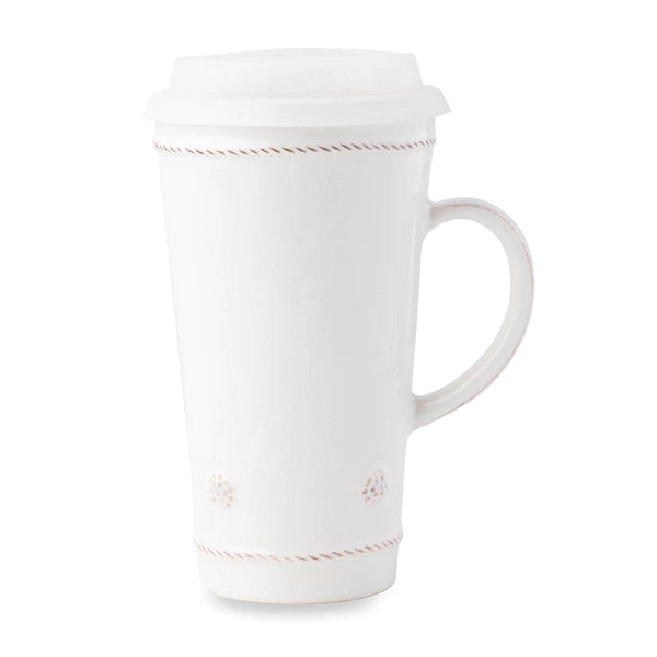 Berry & Thread Travel Mug with Silicone Lid - Whitewash