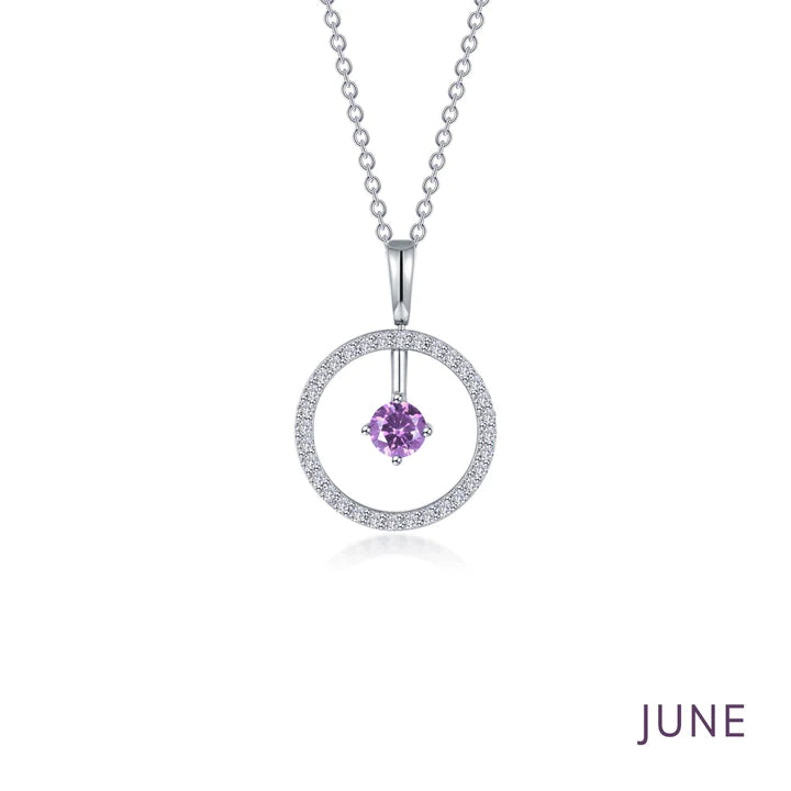 June Birthstone Reversible Open Circle Necklace