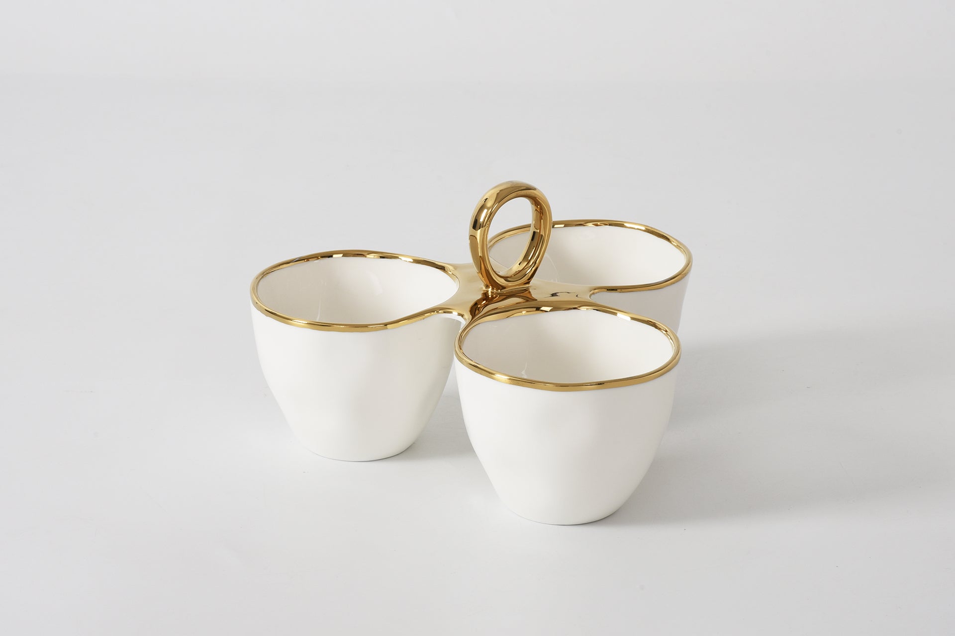 Golden Handles 3 Part Server White with Gold Handles