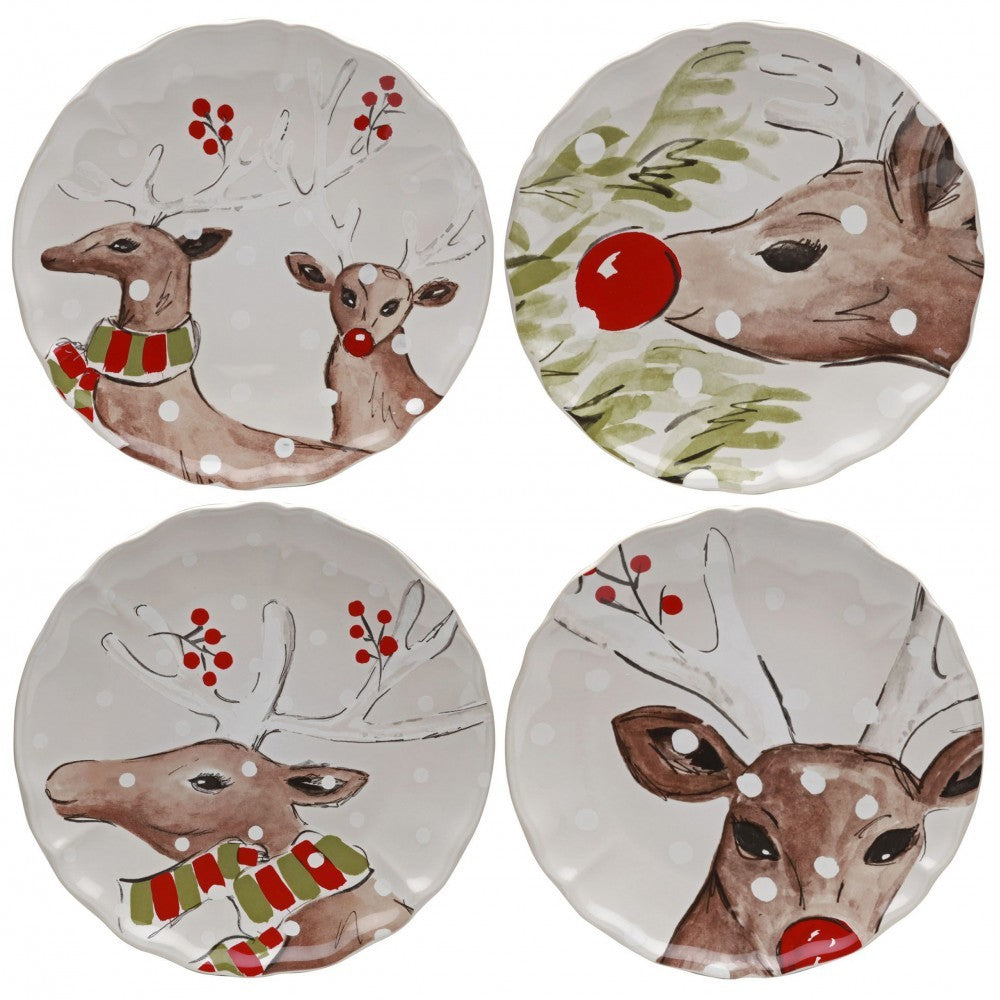 Deer Friends Set 4 Dinner Plates