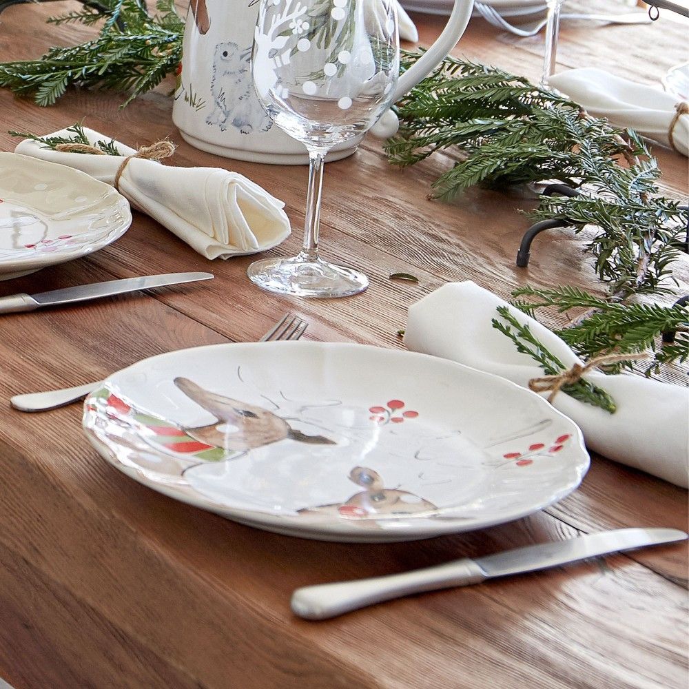 Deer Friends Set 4 Dinner Plates