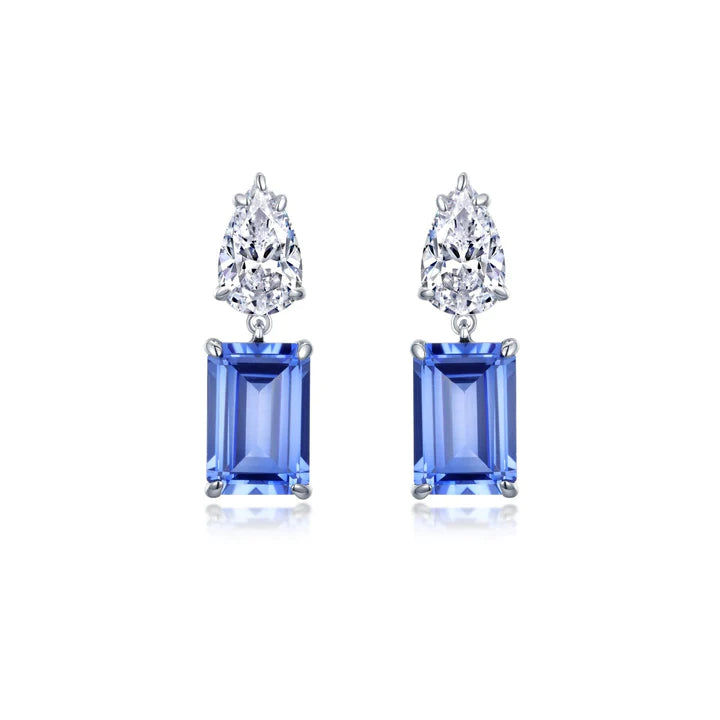 Fancy Emeral-cut Drop Earrings