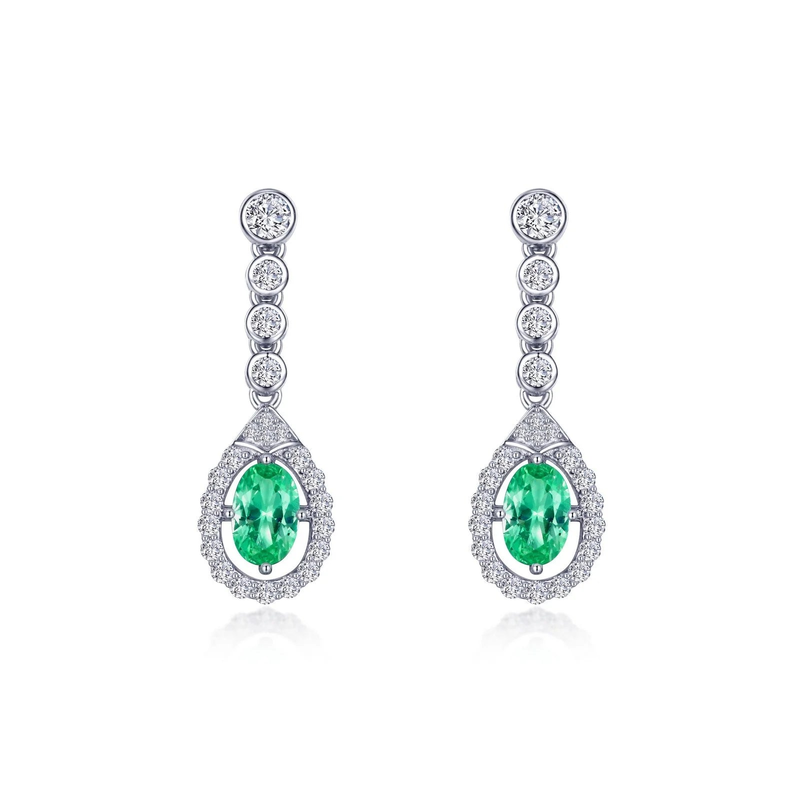 Oval Halo Drop Earrings