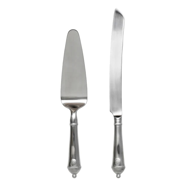 Berry & Thread Cake Knife and Server Set/2pc - Bright Satin