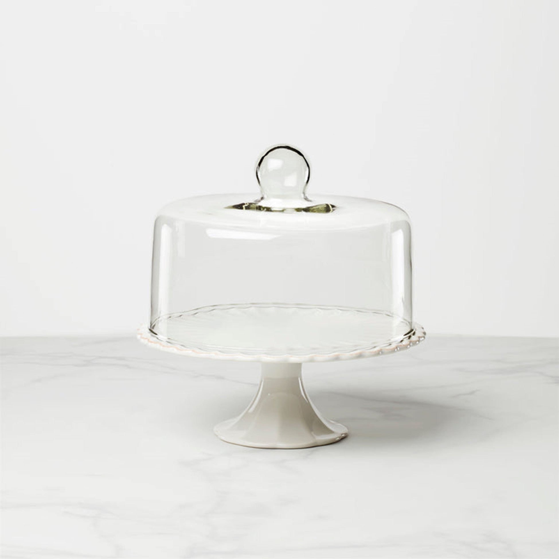 French Perle Cake Plate with Dome
