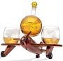 Wooden Airplane Decanter with Glasses