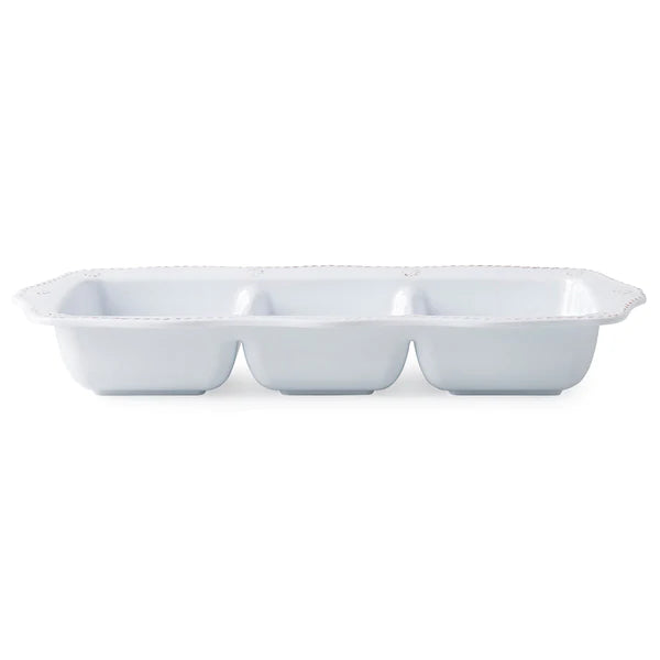 Berry & Thread Melamine 14" Triple Section Server - Whitewash