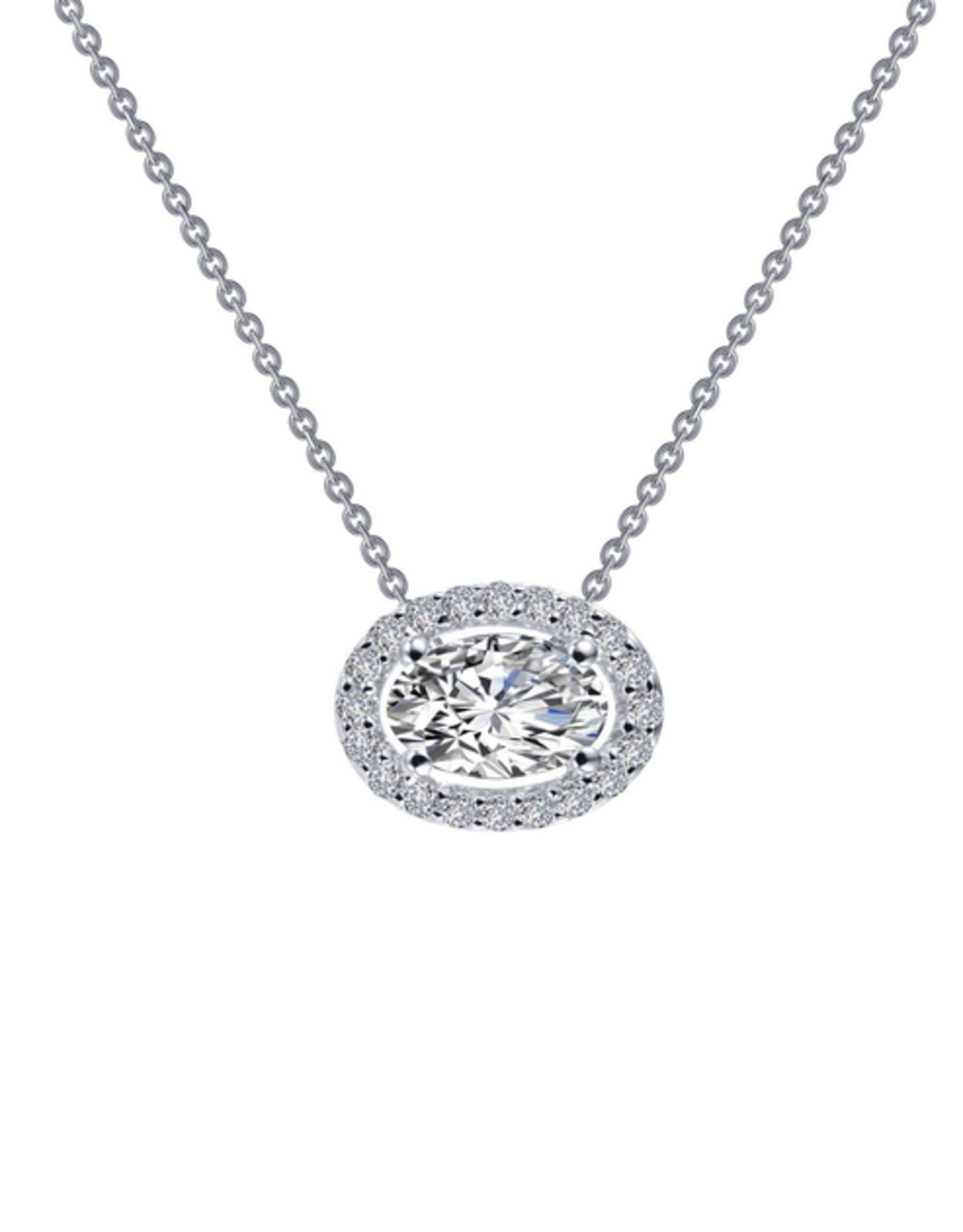 0.63 CTW Oval Halo Necklace