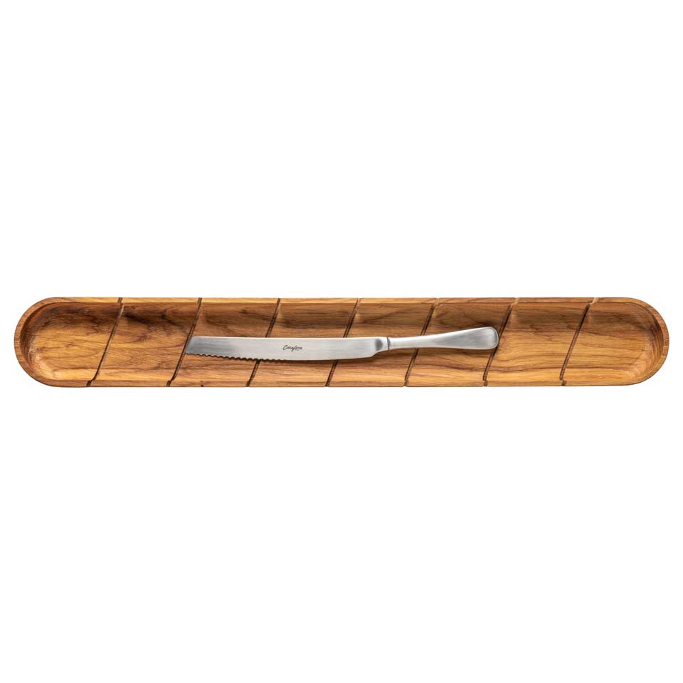 Gift Oak Baguette Board w/ Bread Knife