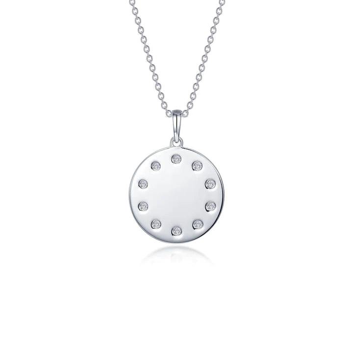 High Polish Round Disc Pendant Necklace