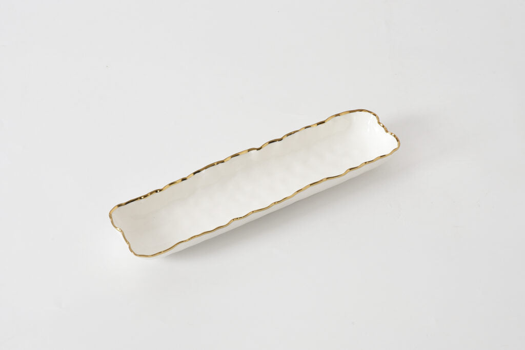Pampa Bay Portofina Cracker/Small Tray with Gold Trim by Pampa Bay