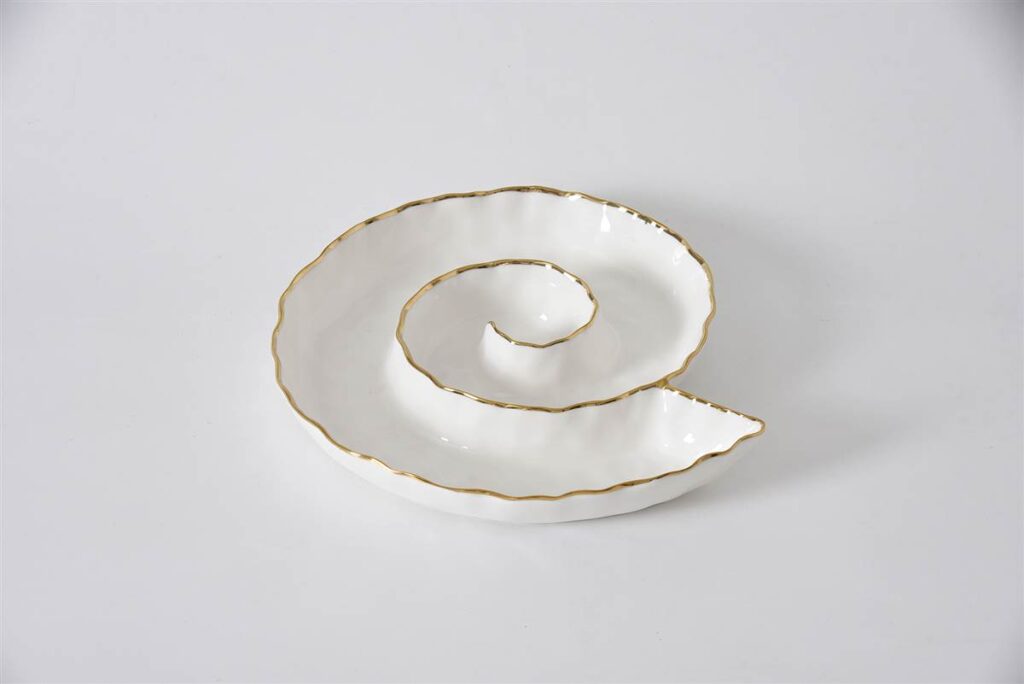 Spiral Server White with Gold Trim