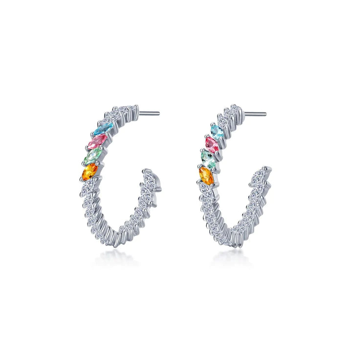 Fancy Lab-Grown Sapphire Hoop Earrings