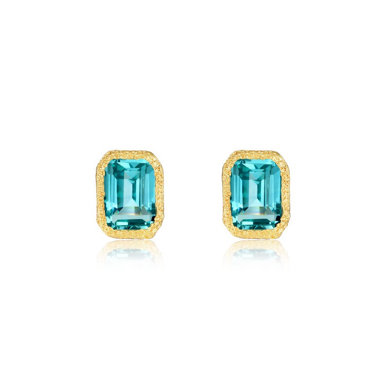 2.12 CTW Light Blue Fancy Lab-Grown Sapphire Solitaire Stud Earrings