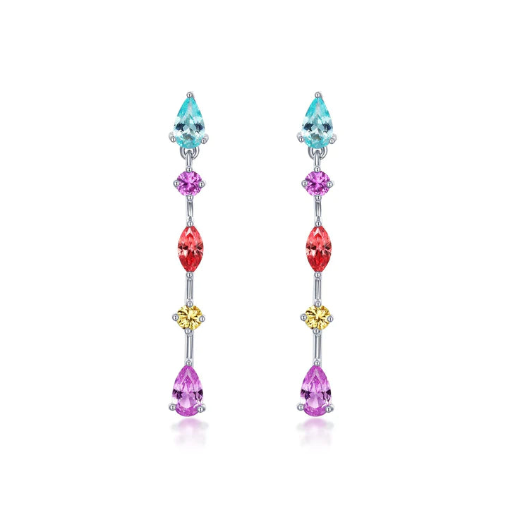 Fancy Lab-Grown Sapphire Linear Earrings