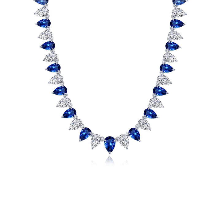 38 CTW Fancy Lab-Grown Sapphire Tennis Choker Necklace