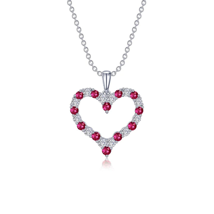 Fancy Lab-Grown Ruby Heart Pendant Necklace