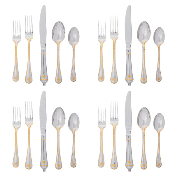 Berry & Thread 20pc Place Setting - Polished with Gold
