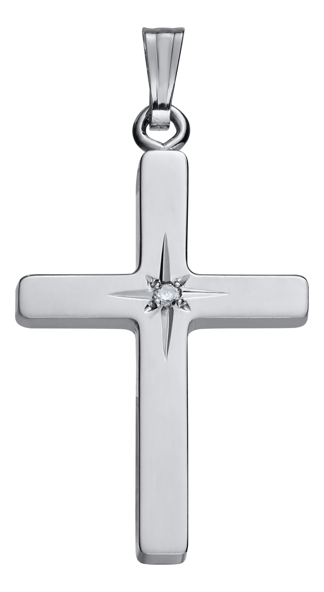 Sterling Silver Cross with Genuine Diamond