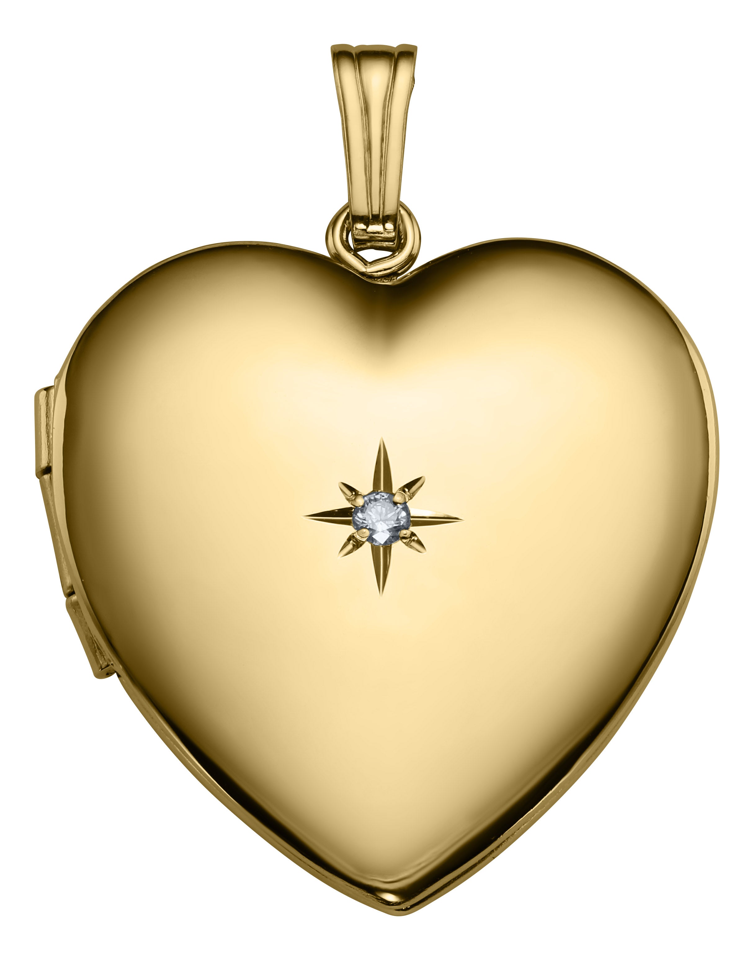 14K GF HEART DIAMOND LOCKET