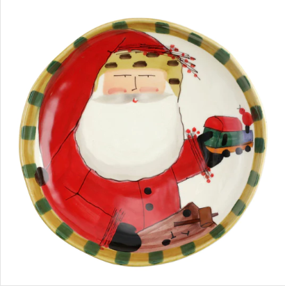 Old St. Nick Round Shallow Bowl w/ Train