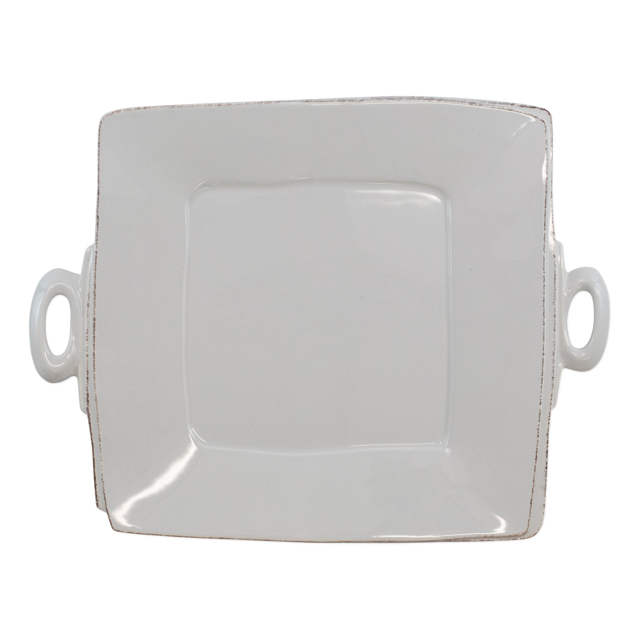 Lastra Light Gray Handled Square Platter