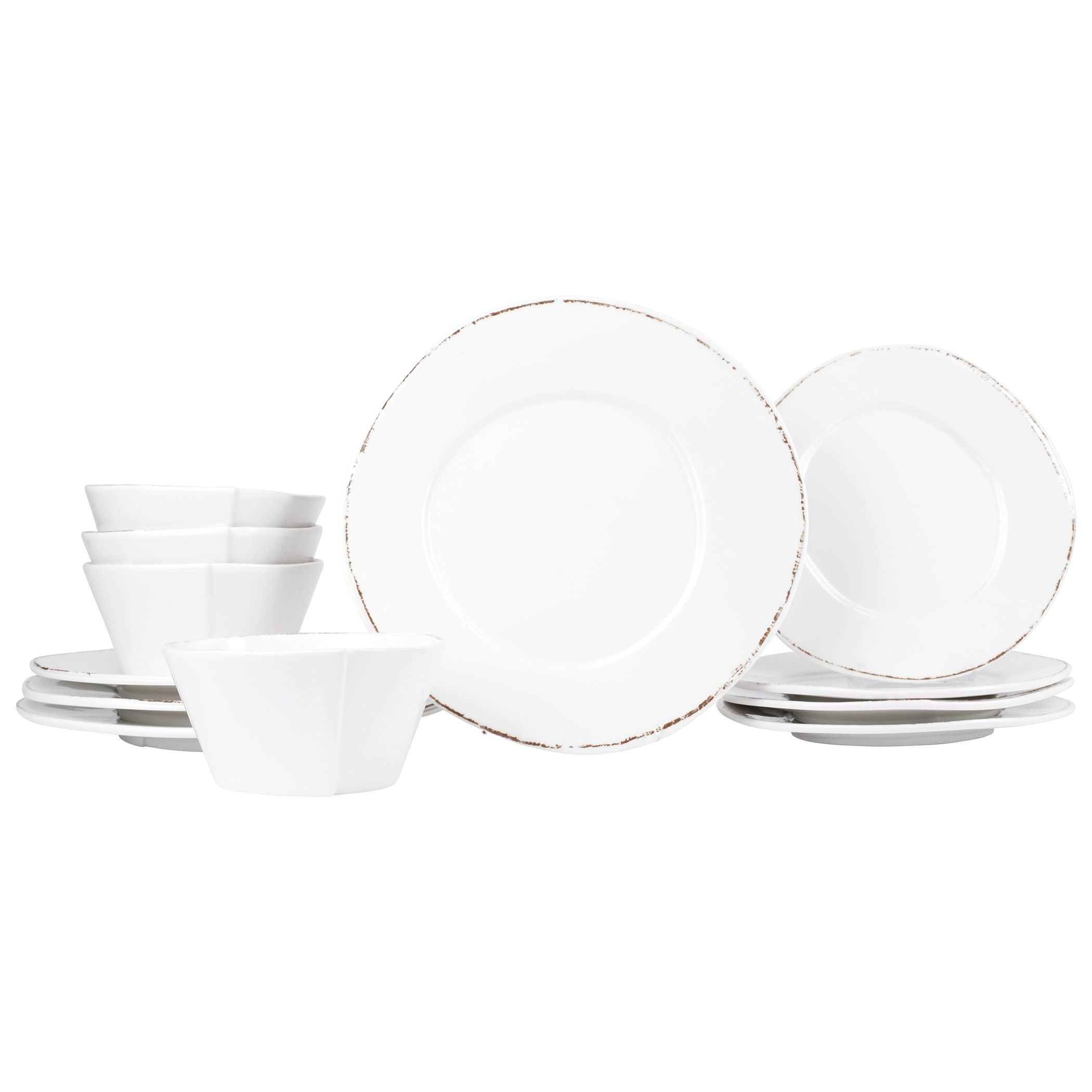 Melamine Lastra White Twelve-Piece Place Setting