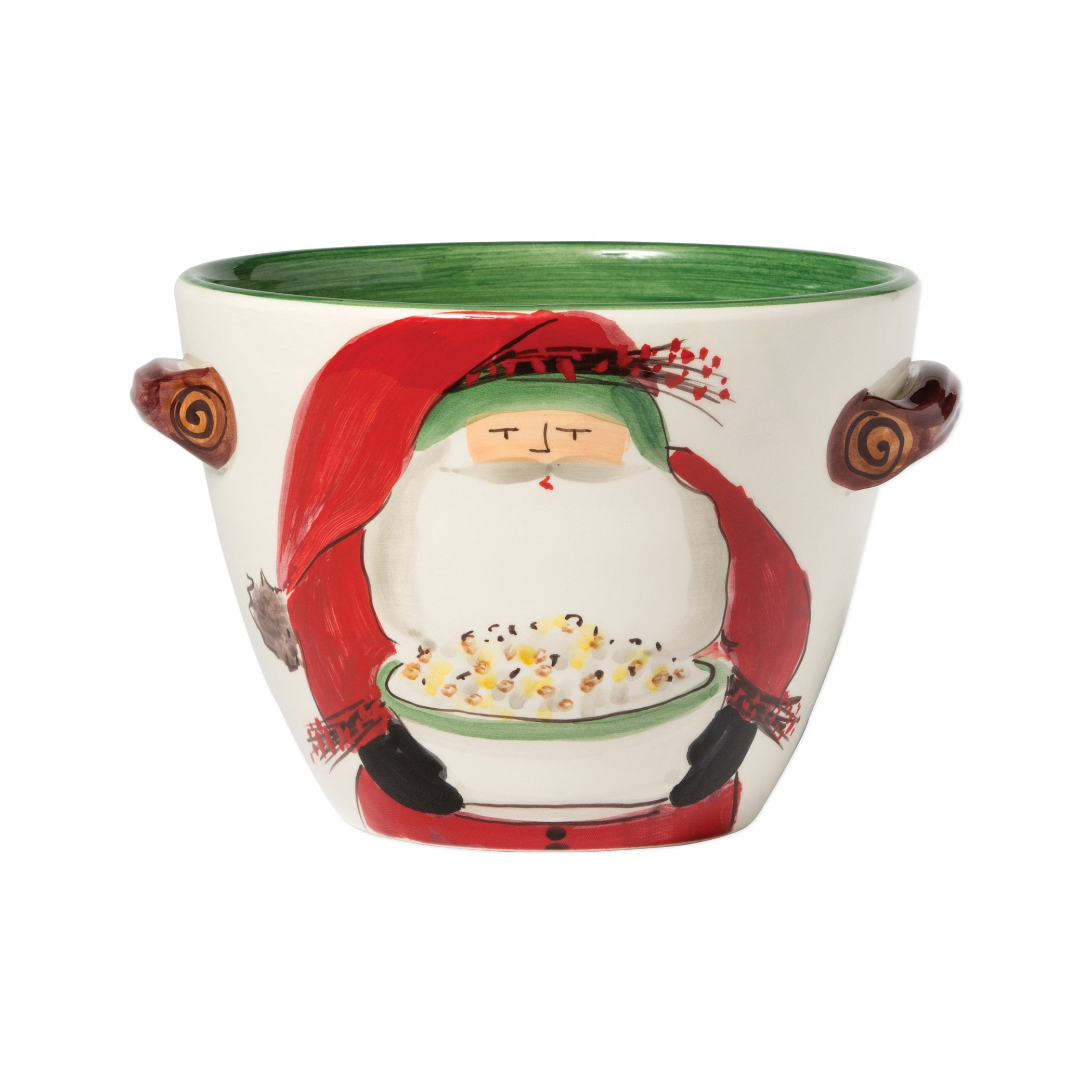 Old St. Nick Handled Deep Serving Bowl w/ Popcorn