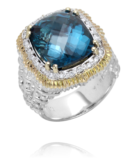 Vahan London Blue Topaz and Diamond Ring