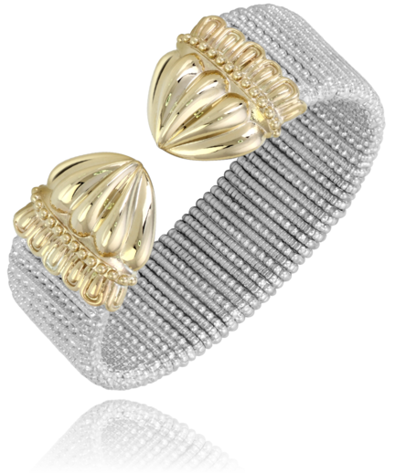 Vahan Wide Two Tone Open Cuff Bracelet