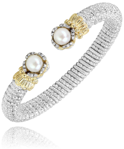 Vahan Pearl and Diamond Open Cuff Bracelet