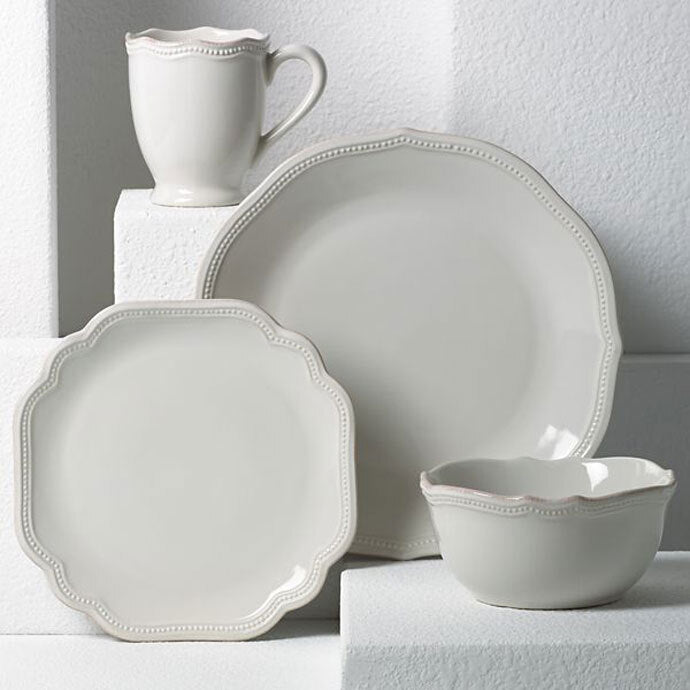 French Perle Bead White 4-piece Place Setting