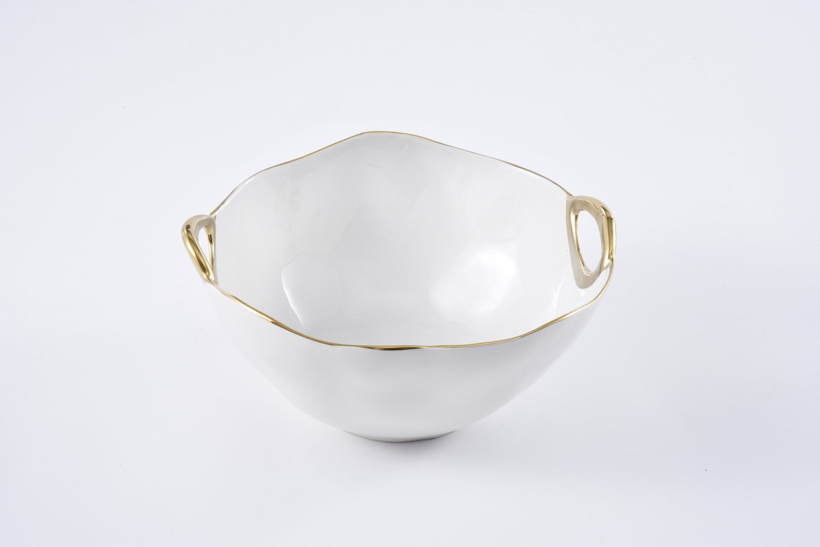 White Bowl with Gold Handles