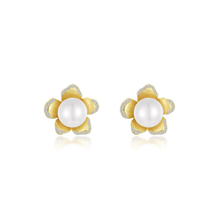 Cultured Freshwater Pearl Flower Earrings