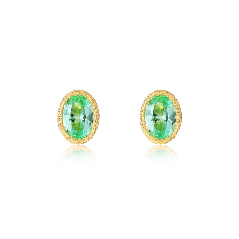 2.12 CTW Green Fancy Lab-Grown Sapphire Solitaire Stud Earrings
