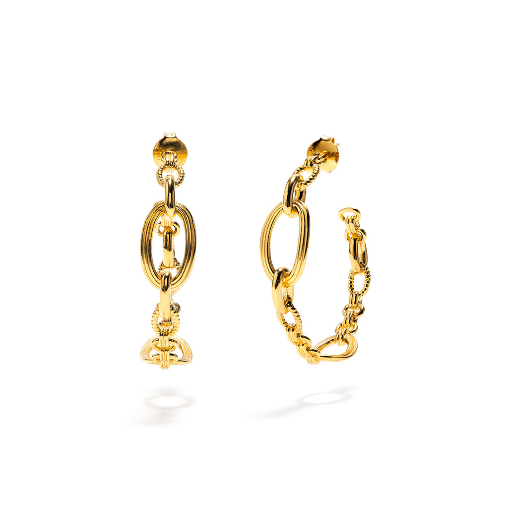 Monique Chain Hoop Earrings- Gold