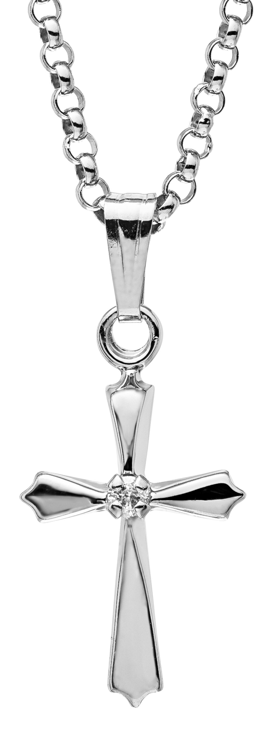 Adult Sterling Silver Cross with small Diamond
