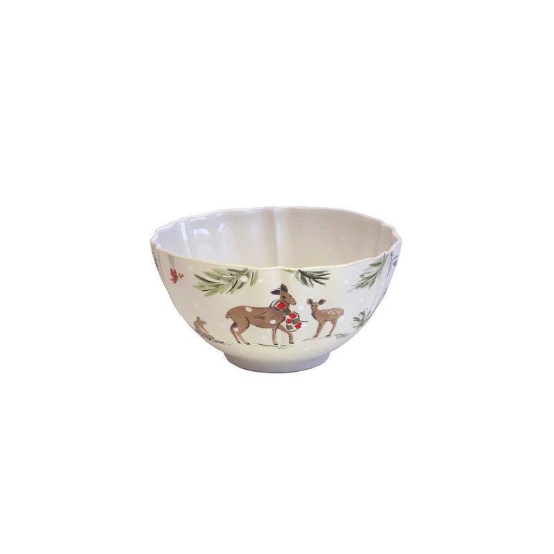 Deer Friends Cereal Bowl White