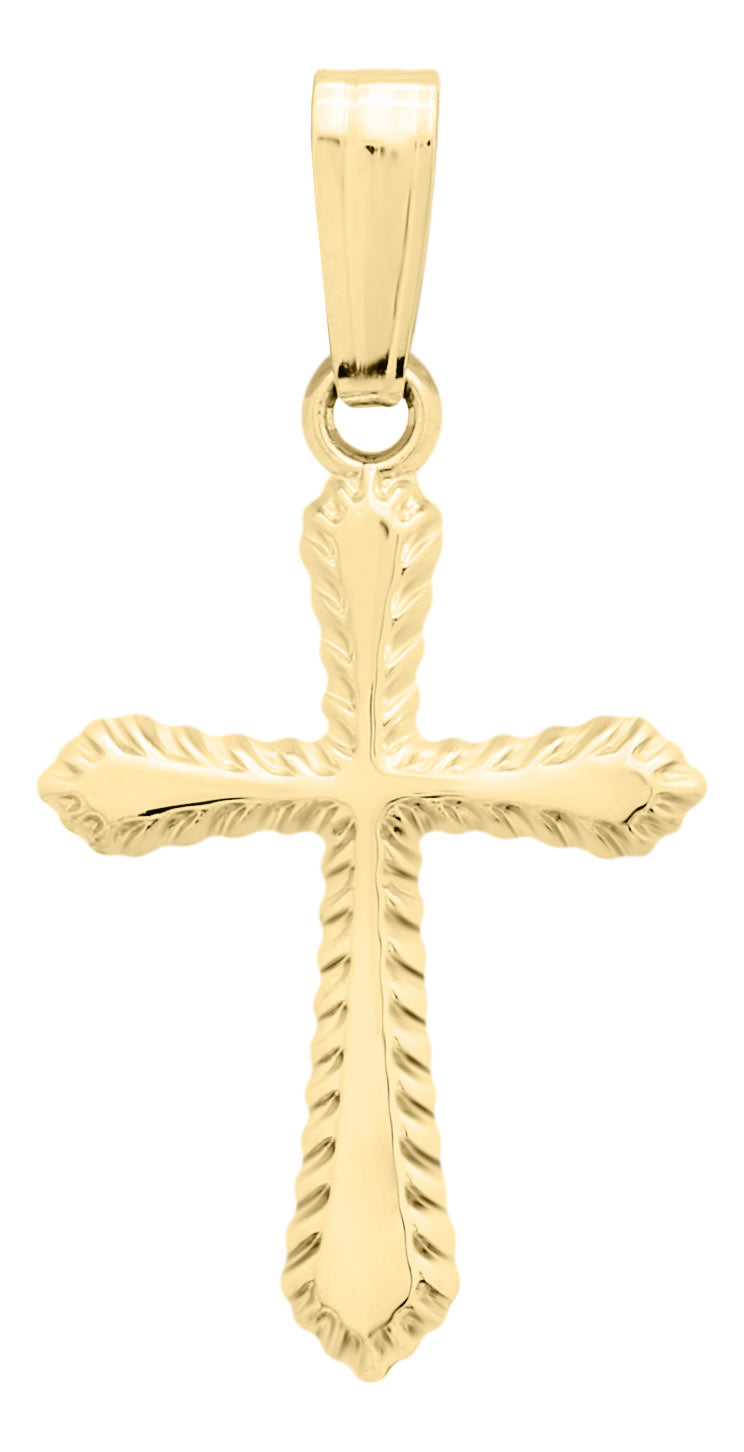 Kiddie Kraft 14kt Gold Filled Rope Edge Cross with Chain