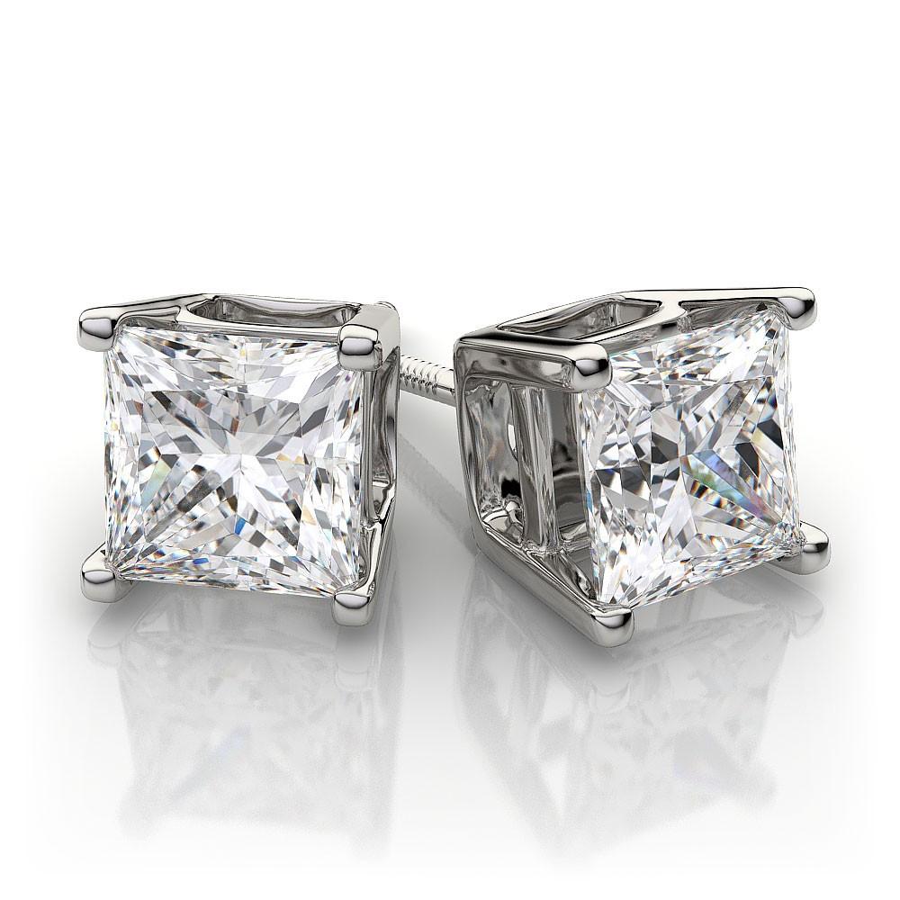 .50 ctw Princess Diamond Stud Earrings