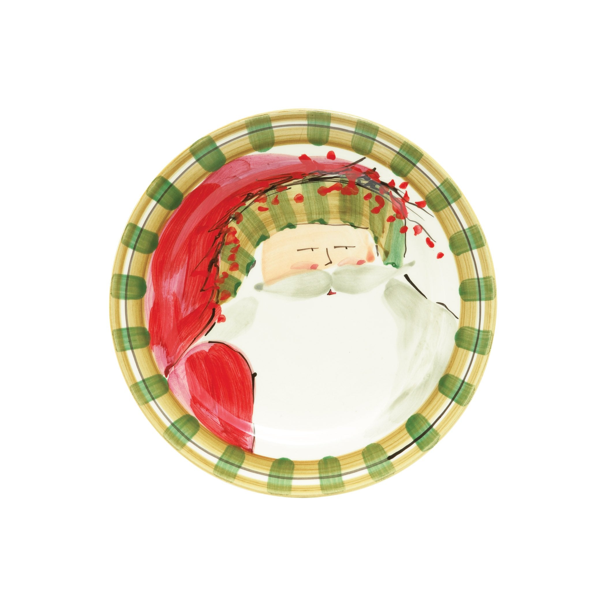 Old St. Nick Round Salad Plate - Striped Hat