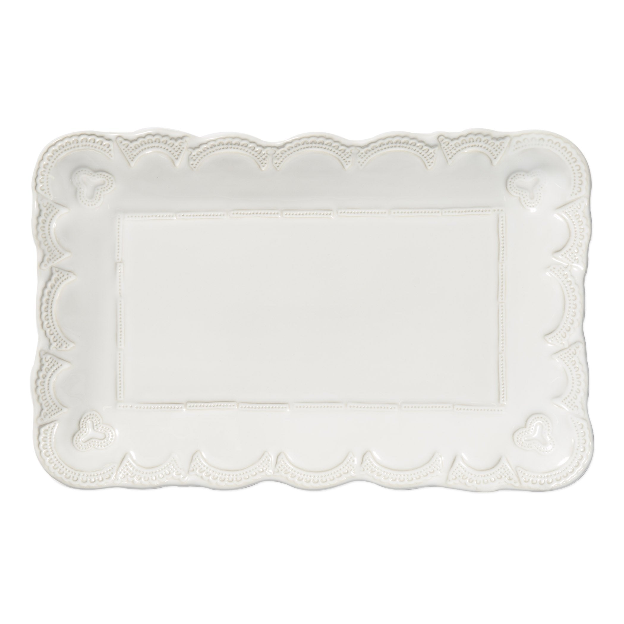 Incanto Stone White Lace Small Rectangular Platter